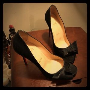 Christian Louboutin Black satin  4 1/4 heels